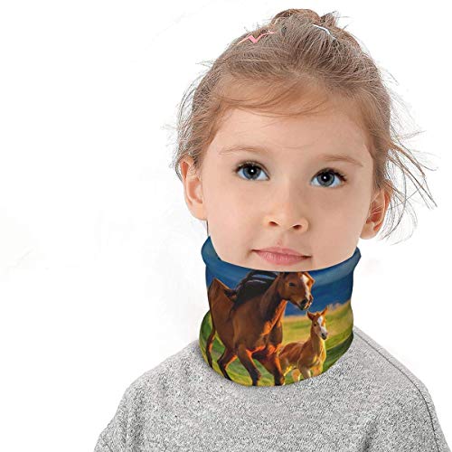 BOTAO Bufanda Multifuncional/pañuelo en la Cabeza Yegua marrón y Potro pequeño Niños Invierno Fleece Cuello Polaina Calentador Bandanas Bufanda con cordón Fresco