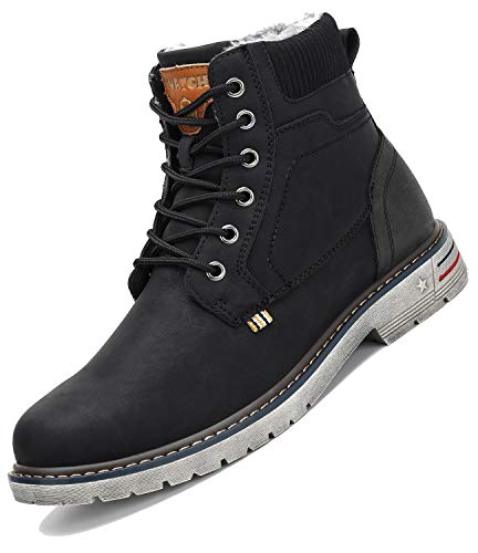 Botas de Nieve Hombre Antideslizante Invierno Botines Calientes Trekking Aire Libre Zapatos Negro 45