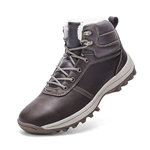 Botas de Nieve Hombre Impermeable Botas de Invierno Antideslizante Calientes Botines Sneakers Marron Oscuro 42