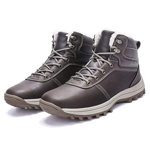 Botas de Nieve Hombre Impermeable Botas de Invierno Antideslizante Calientes Botines Sneakers Marron Oscuro 42