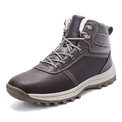 Botas de Nieve Hombre Impermeable Botas de Invierno Antideslizante Calientes Botines Sneakers Marron Oscuro 42