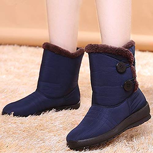 Botas De Nieve para Mujer High Top Invierno CáLido Zapatos Impermeables para La Madre Estilo Simple AlgodóN Ocasional Plataforma Exterior para Mujer Zapatos CóModos