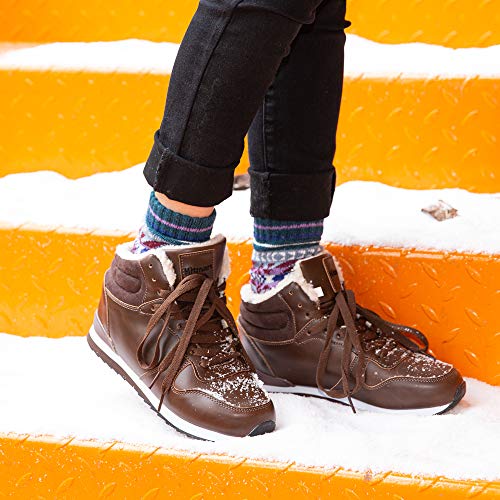 Botas Mujer Invierno Calentitas Zapatos Hombre Invierno Forro Comodos Botines Nieve con Cordones Planas 1 Marrón-PU Talla 41 EU Botas Mujer Invierno Calentitas Zapatos Hombre Invierno Forro Comodos Botines Nieve con Cordones Planas 1 Marrón-PU Talla 41 EU