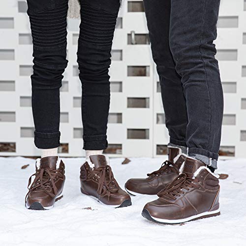 Botas Mujer Invierno Calentitas Zapatos Hombre Invierno Forro Comodos Botines Nieve con Cordones Planas 1 Marrón-PU Talla 41 EU Botas Mujer Invierno Calentitas Zapatos Hombre Invierno Forro Comodos Botines Nieve con Cordones Planas 1 Marrón-PU Talla 41 EU