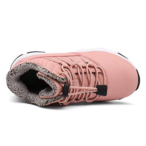 Botas Niños Botas de Senderismo para Niña Botas de Nieve Zapatos de Algodón Impermeable Bota de Invierno Zapatillas Calientes Zapatos de Deporte 31EU=Fabricante:32 Rosa