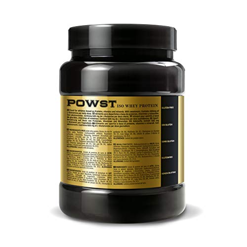 Bote Whey Protein Isolate, aislado de Proteína de Suero de Leche en polvo con BCAA aminoacidos, 1Kg (Sabor Chocolate) POWST