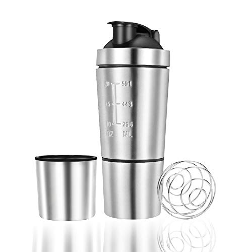 Botella de Acero Inoxidable Botella de Proteína Vaso para Deporte 700 ml + 200 ml Botella de Acero Inoxidable Botella de Proteína Vaso para Deporte 700 ml + 200 ml