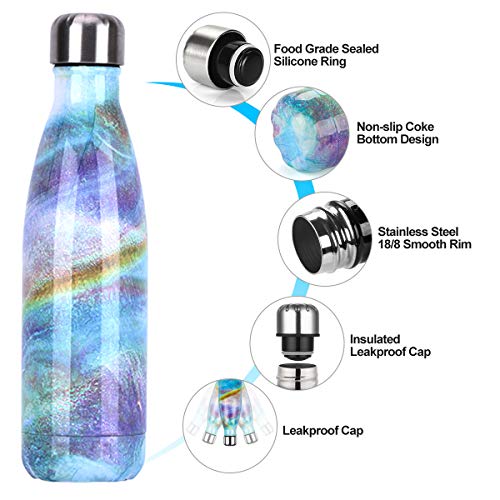 Botella de Agua de acero inoxidable sin BPA-350/500/750/1000 ml Botella Termica aisladas al vacío Botellas de doble pared reutilizable Mantiene bebidas 24h frías y 12h Calientes para Viaje, Deporte