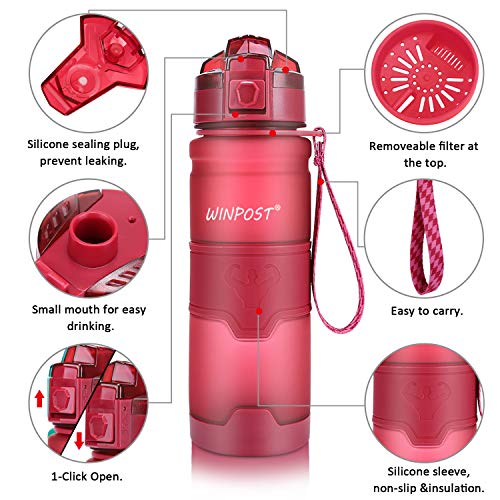 Botella de Agua Deporte 500ml/700ml/1l, sin bpa tritan plastico, Reutilizables a Prueba de Fugas Botellas Potable con Filtro para niños, Colegio, Sport, Gimnasio, Trekking, Bicicleta (Dark Red, 500ml) Botella de Agua Deporte 500ml/700ml/1l, sin bpa tritan plastico, Reutilizables a Prueba de Fugas Botellas Potable con Filtro para niños, Colegio, Sport, Gimnasio, Trekking, Bicicleta (Dark Red, 500ml)