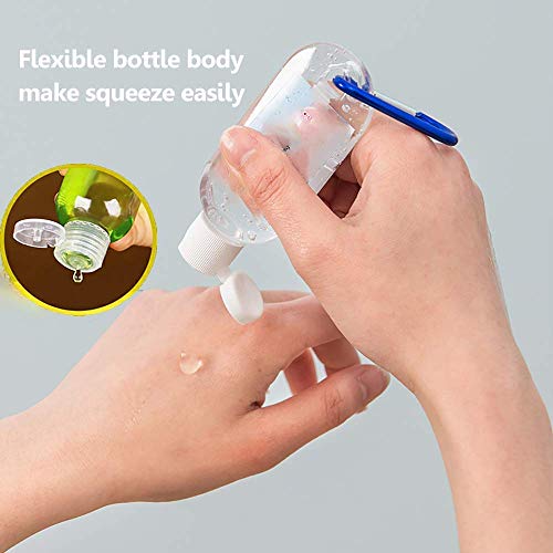 Botellas de viaje con llavero, botellas vacías tamaño de viaje con clip, a prueba de fugas, tapón a prueba de fugas, (60 ml/2 oz) Botellas de viaje con llavero, botellas vacías tamaño de viaje con clip, a prueba de fugas, tapón a prueba de fugas, (60 ml/2 oz)