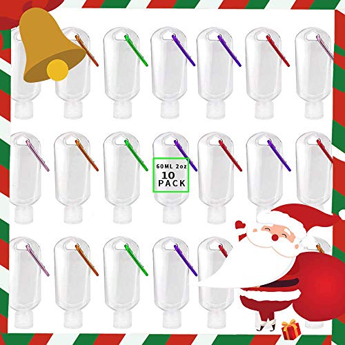 Botellas de viaje con llavero, botellas vacías tamaño de viaje con clip, a prueba de fugas, tapón a prueba de fugas, (60 ml/2 oz) Botellas de viaje con llavero, botellas vacías tamaño de viaje con clip, a prueba de fugas, tapón a prueba de fugas, (60 ml/2 oz)