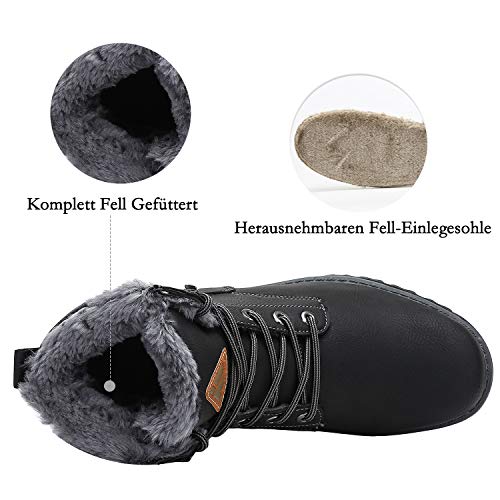 Botines Impermeables Hombre Botas de Nieve Botines Zapatos Senderismo Impermeables Deportes Trekking Zapatos Antideslizante Calientes Botines Mishansha St.2 Negro 45 EU