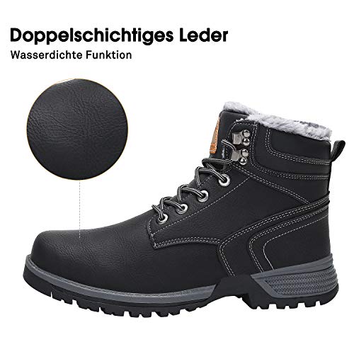 Botines Impermeables Hombre Botas de Nieve Botines Zapatos Senderismo Impermeables Deportes Trekking Zapatos Antideslizante Calientes Botines Mishansha St.2 Negro 45 EU