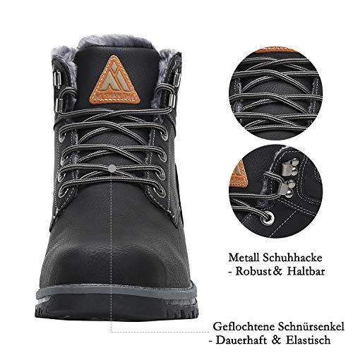 Botines Impermeables Hombre Botas de Nieve Botines Zapatos Senderismo Impermeables Deportes Trekking Zapatos Antideslizante Calientes Botines Mishansha St.2 Negro 45 EU