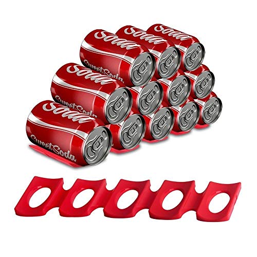 (Bottle Mats) - Prochive Silicone Beer Cola Wine Bottle Mats, Water Bottles & Food Cans Rack Holder Stack, Perfect Kitchen Cabinet And Fridge Stack Storage, Bottles Cans Fridge Organiser, 1 Pcs, Red