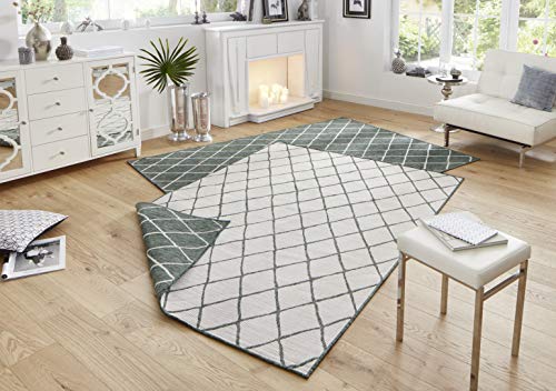 bougari Alfombra Reversible para Interior y Exterior, Color Verde y Crema, 200 x 290 cm