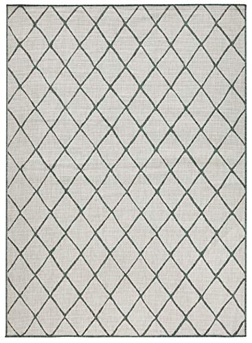 bougari Alfombra Reversible para Interior y Exterior, Color Verde y Crema, 200 x 290 cm