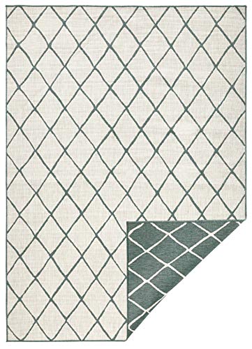 bougari Alfombra Reversible para Interior y Exterior, Color Verde y Crema, 200 x 290 cm