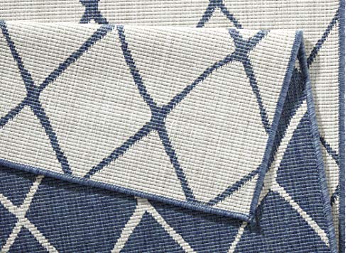 bougari Malaga Reversible y Exterior para en Alfombra Azul/Crema 200 x 290