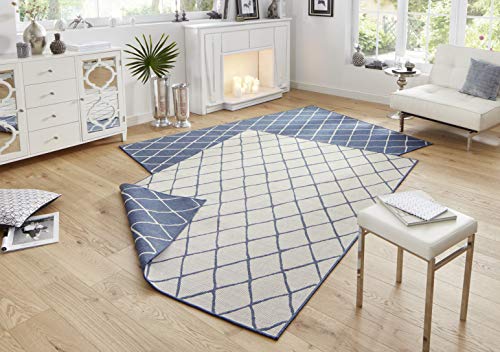 bougari Malaga Reversible y Exterior para en Alfombra Azul/Crema 200 x 290