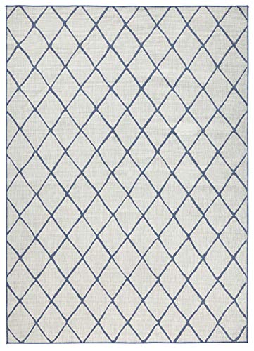 bougari Malaga Reversible y Exterior para en Alfombra Azul/Crema 200 x 290