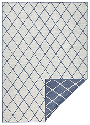 bougari Malaga Reversible y Exterior para en Alfombra Azul/Crema 200 x 290