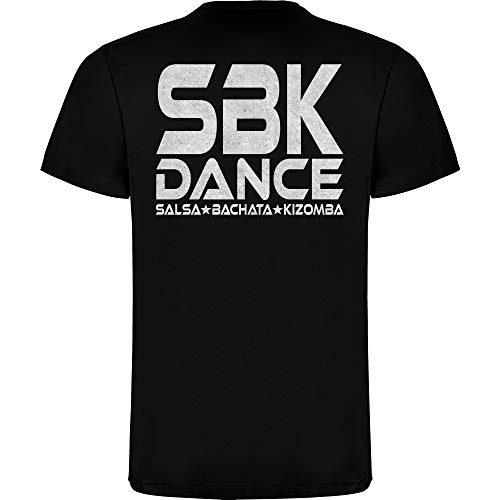 Boutiquebaile Camiseta de Baile SBK - Salsa Bachata y Kizomba Negro (Plata Brillo), S