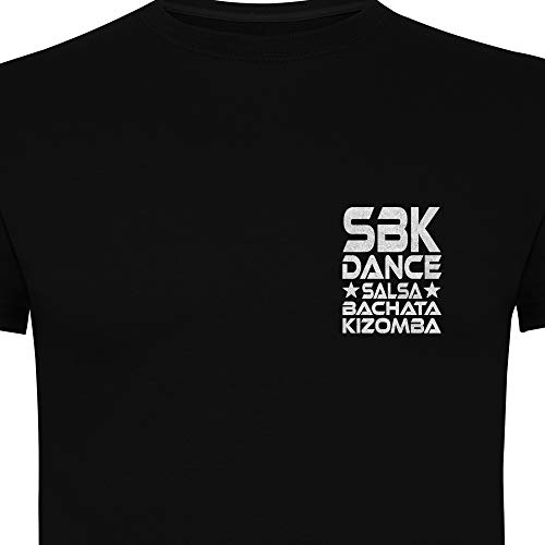 Boutiquebaile Camiseta de Baile SBK - Salsa Bachata y Kizomba Negro (Plata Brillo), S