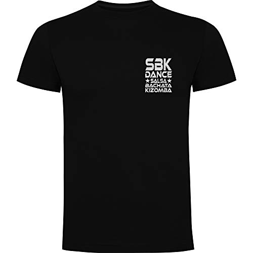 Boutiquebaile Camiseta de Baile SBK - Salsa Bachata y Kizomba Negro (Plata Brillo), S