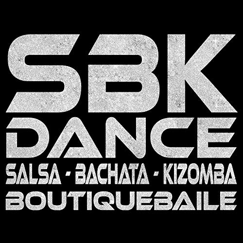 Boutiquebaile Camiseta de Baile SBK - Salsa Bachata y Kizomba Negro (Plata Brillo), S