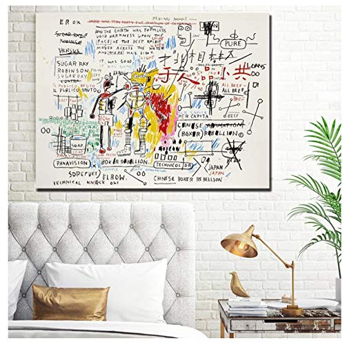 Boxeador chino Flexible Jean Michel Póster Pintura sobre lienzo Dormitorio Arte callejero Decoración Imágenes para sala de estar Decoración para el hogar-24x36 IN Sin marco