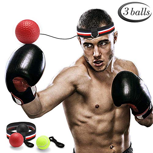 Boxing Ball - Pelota de entrenamiento para boxeo con banda para la cabeza, boxeo Reflex Speed Training Box- Entrenamiento práctico en el gimnasio o al aire libre (contiene negro, rojo, amarillo)