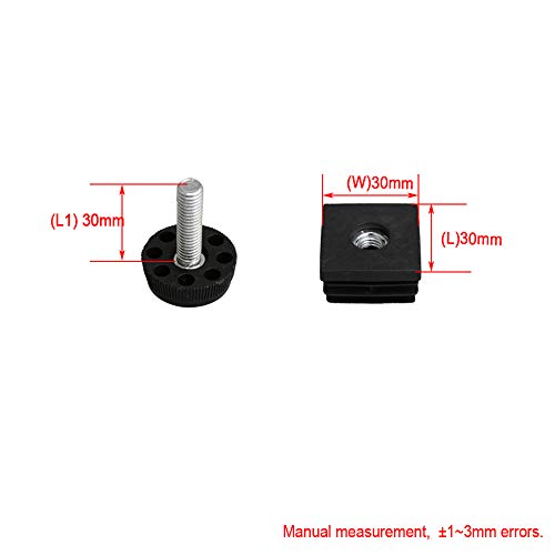 BQLZR 30 Mmx30 mm Filetage M8 Plastique Noir meubles Pied de table Plug Blanking Embouts insérer Plugs avec filetage ajuster Pieds pour tube de tube carré Lot de 10