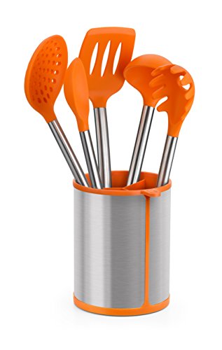 BRA Efficient Conjunto De 5 Utensilios De Cocina Y Carrusel, Acero INOX, Nailon y Silicona, Naranja, 14.5 x 15 x 37.5 cm BRA Efficient Conjunto De 5 Utensilios De Cocina Y Carrusel, Acero INOX, Nailon y Silicona, Naranja, 14.5 x 15 x 37.5 cm