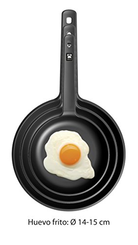 BRA Efficient Orange Set De 3 Sartenes, Aluminio, Negro, 20-24-28 cm