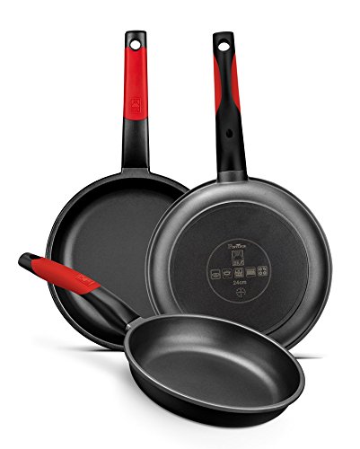 BRA Premiere- Set de 3 sartenes, aluminio fundido antiadherente, aptas para todo tipo de cocinas, incluido inducción, 18, 22 y 26 cm BRA Premiere- Set de 3 sartenes, aluminio fundido antiadherente, aptas para todo tipo de cocinas, incluido inducción, 18, 22 y 26 cm