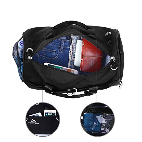 Brace Maste - Bolsa de deporte con compartimento para zapatos y bolsillo mojado, color negro