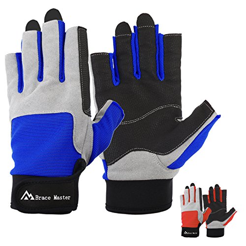 Brace Master Guantes de Hombre Vela, Pesca, Remo, Kayak, Surf, piragüismo, Bote y Deportes acuáticos, Piel en la Palma para Mejorar el Agarre, 3/4 Dedos Brace Master Guantes de Hombre Vela, Pesca, Remo, Kayak, Surf, piragüismo, Bote y Deportes acuáticos, Piel en la Palma para Mejorar el Agarre, 3/4 Dedos