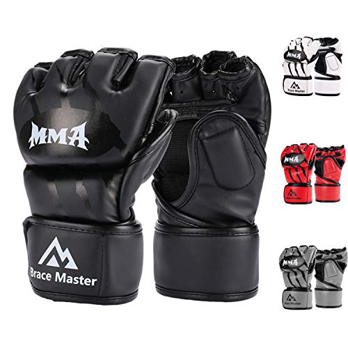 Brace Master MMA Gloves Guantes UFC Guantes de Boxeo para Hombres Mujeres Cuero Más Acolchado Saco de Boxeo sin Dedos Guantes para Kickboxing, Sparring, Muay Thai y Heavy Bag (Negro M) Brace Master MMA Gloves Guantes UFC Guantes de Boxeo para Hombres Mujeres Cuero Más Acolchado Saco de Boxeo sin Dedos Guantes para Kickboxing, Sparring, Muay Thai y Heavy Bag (Negro M)