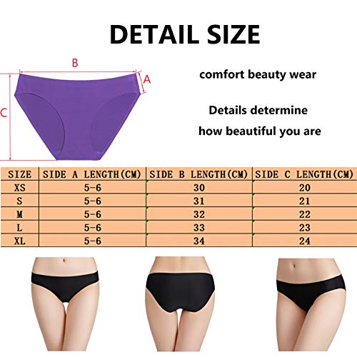 Bragas Mujer sin Costuras Invisible Señoras Braguitas Low Rise Suave Ligera Bikini Braguitas, Pack de 6 Negro M