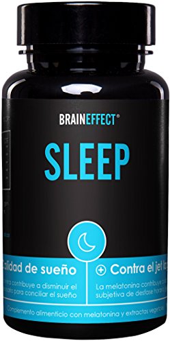 BRAINEFFECT SLEEP - 1mg Melatonina por porción - 60 cápsulas - Ayuda Natural para Dormir - Con Pasíflora y Melisa - Vegano - German Quality