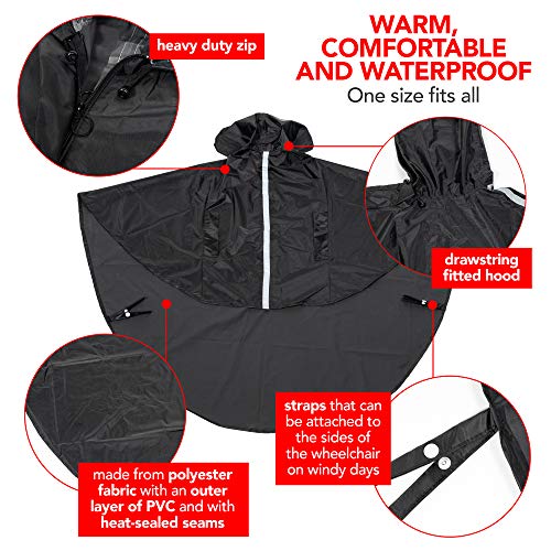 Bramble Poncho para Silla de Ruedas Estándar - Impermeable - A Prueba de Viento - Protección Ideal contra la Lluvia y el Viento - Se Adapta a Todas Las sillas de Ruedas Normales.