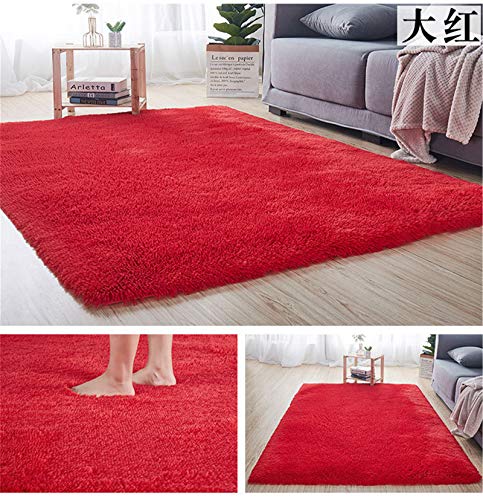 Brandname Alfombras Ultra Suaves Interiores Modernas para Interiores Alfombras de Sala de Estar mullidas Adecuado para niños Dormitorio Decoración para el hogar Moqueta Rectangular (Rojo, 80X120cm)