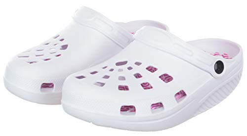 Brandsseller Zuecos de salud para mujer, cómodos, zapatos activos, zapatos de equilibrio, plantilla de masaje, suela redondeada, color Blanco, talla 39 EU