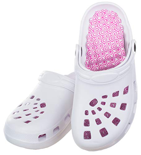 Brandsseller Zuecos de salud para mujer, cómodos, zapatos activos, zapatos de equilibrio, plantilla de masaje, suela redondeada, color Blanco, talla 39 EU