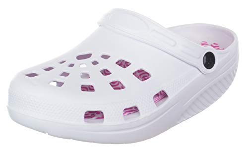Brandsseller Zuecos de salud para mujer, cómodos, zapatos activos, zapatos de equilibrio, plantilla de masaje, suela redondeada, color Blanco, talla 39 EU