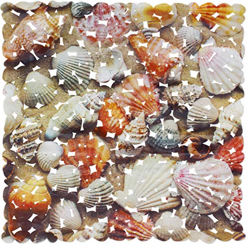 Brandsteller - Alfombrilla de ducha con 4 diseños impresos, rosas, conchas, piedras y gotas de agua, 53 x 53 cm o 70 x 36 cm Brandsteller - Alfombrilla de ducha con 4 diseños impresos, rosas, conchas, piedras y gotas de agua, 53 x 53 cm o 70 x 36 cm