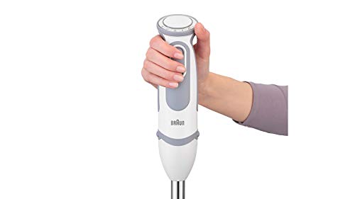 Braun Minipimer 5200 - Batidora de Mano, 1000 W, 21 Velocidades y Función Turbo, Campana Anti-salpicaduras, Powerbell Plus, Easy-Click, Incluye Vaso Medidor de 600 ml, Color Blanco