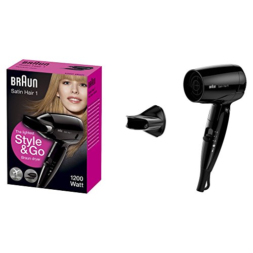 Braun Satin Hair 1 HD130 Style&Go - Secador de pelo viaje, multivoltaje, 1200W, negro Braun Satin Hair 1 HD130 Style&Go - Secador de pelo viaje, multivoltaje, 1200W, negro