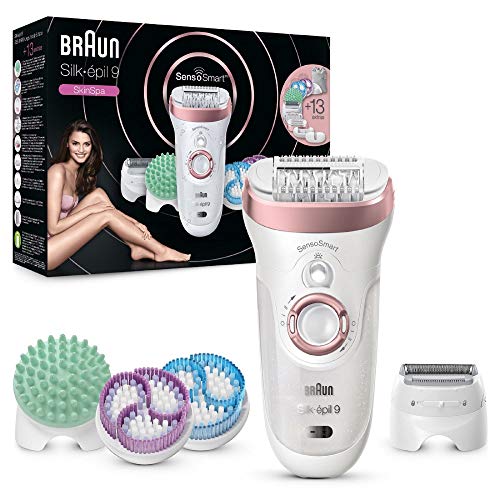 Braun Silk-épil 9 9/990 SkinSpa - Depiladora Mujer, Eléctrica, con Tecnología SensoSmart con 13 Accesorios, Exfoliación, Masaje, Afeitadora, Recortador